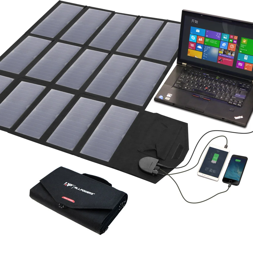 ALLPOWERS 100W 60W Solar Panel Charger Foldable Portable Solar Charger for iPhone iPad Macbook Huawei Samsung Hp Dell Asus Acer.