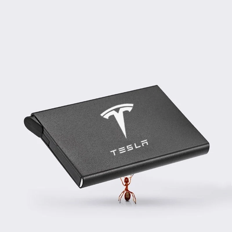 

Anti-theft Smart Holder Thin ID Card Holder Automatically Solid Bank Credit Card For Tesla Model 3 Model X S Y Car Accessories