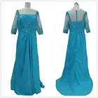 Реальные изображения, женское платье с длинным рукавом, платье для матери жениха, длинные кружевные вечерние платья с оборками