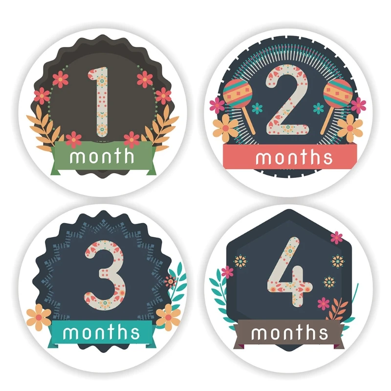 

C5AA 12 Pcs Baby Pregnant Monthly Stickers Memory Recording Milestone Sticker Props