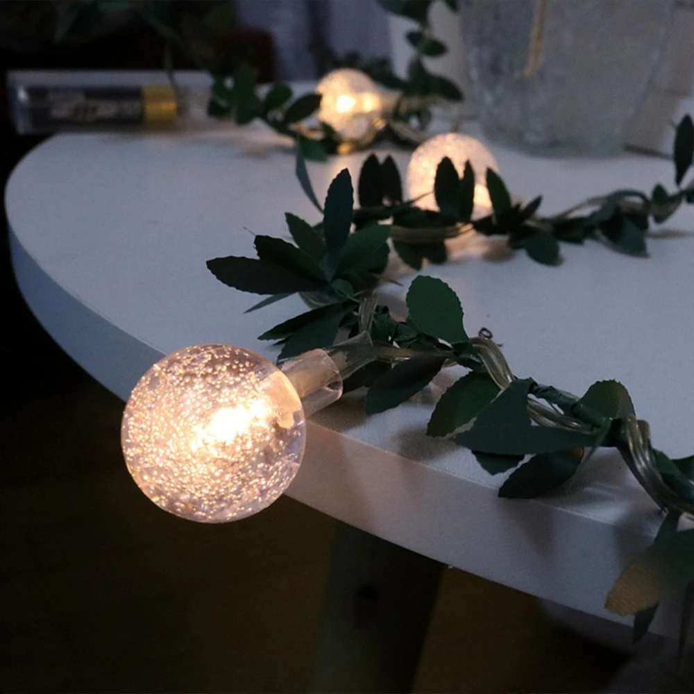 Зеленый лист лоза шариковая лампочка LED струнный светильник USB/Солнечный/на