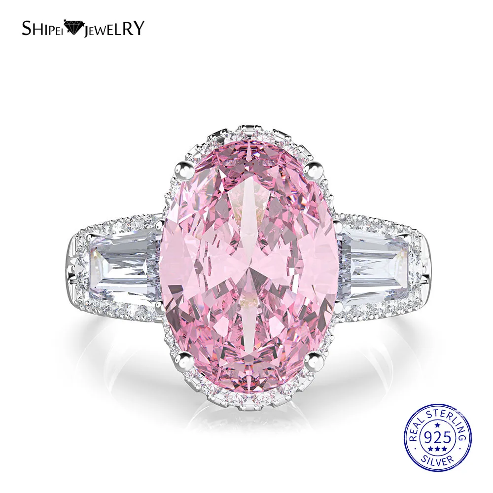 Pink Sapphire Shipei натуральный Moissianite кольцо для женщин стерлингового серебра 925 пробы овальное сапфировое цитрин Свадебное обручальное кольцо ювелирные украшения - Цвет камня: Pink Sapphire