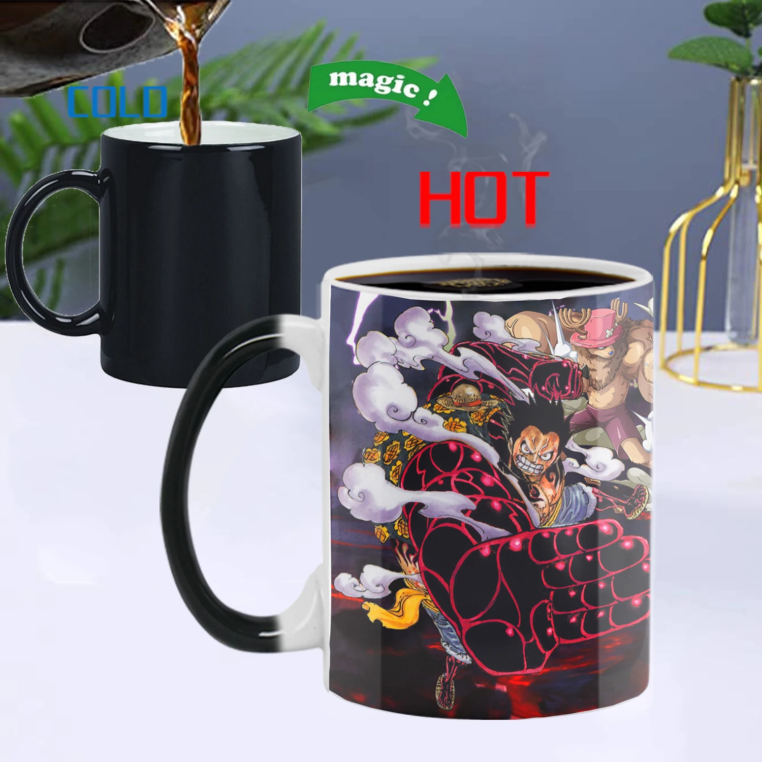 Аниме One Piece Luffy Zoro меняющая цвет чашка 11 унций студенческий завтрак офис кофе