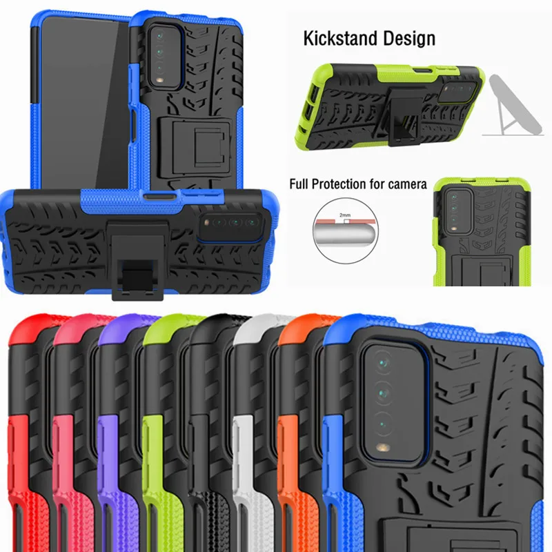 

For Xiaomi Redmi 9T 9 T Case 6.53“ Shockproof Bumper Armor Stand Back Cover For Redmi 9T Redmi9t J19S M2010J19SG Silicone Coque