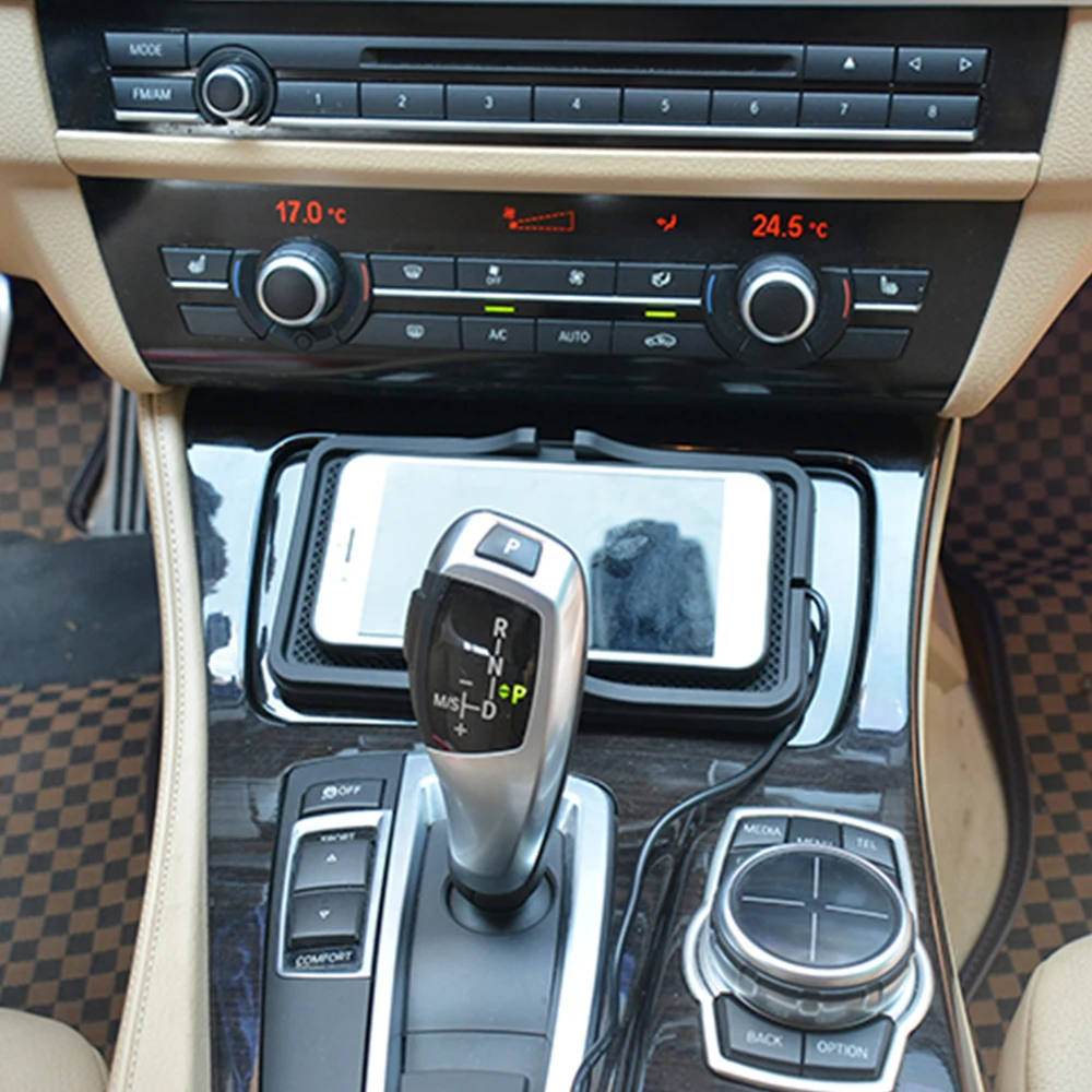 qi wireless charger silicone pad cradle for bmw f10 f11 f30 f32 f34 f01 f02 wireless fast charging for iphone 11 12 pro xs max 8 free global shipping