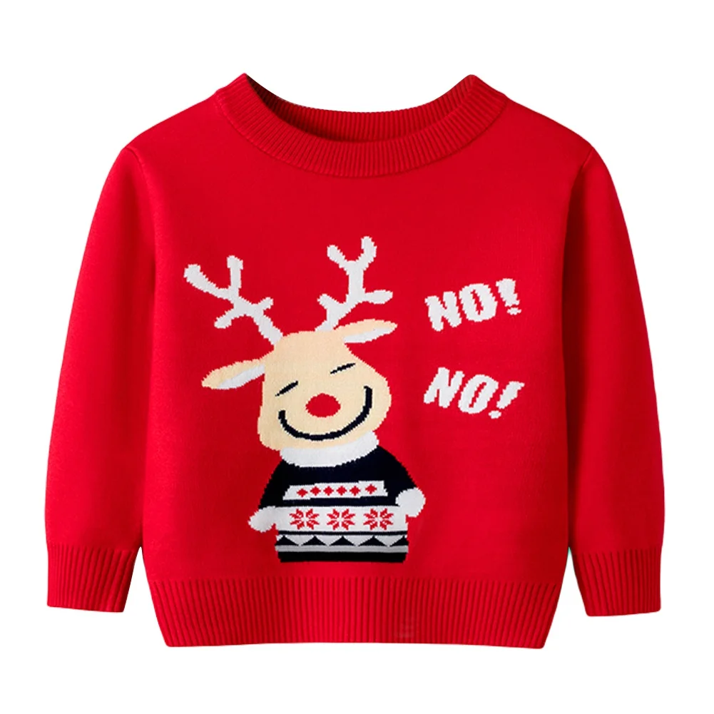 

Autumn Winter Baby Kids Sweater Christmas Elk Print Sweaters Boys Girls Pullover Top Children Clothes