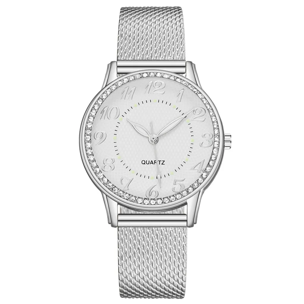 Часы наручные женские с сетчатым браслетом серебристые 2022 | Наручные часы