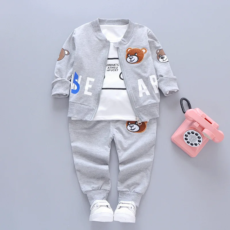 Весенне-осенний комплект с принтом для маленьких мальчиков 0, 1, 2, 3 лет, красивая осенне-зимняя одежда для мальчиков, модная детская одежда из трех предметов - Цвет: 9