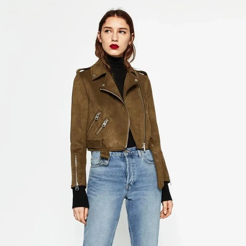 Новинка осенне зимняя короткая куртка для женщин с длинным рукавом мотором из