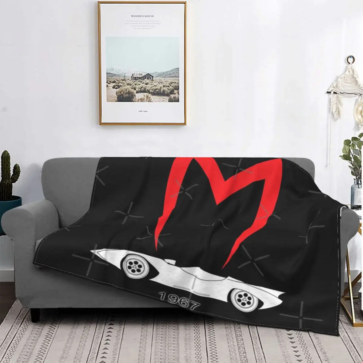 

Mach-Manta de carreras de 5 y 1967 velocidades, colcha a cuadros para cama, sofá, manta con capucha, colcha de Picnic