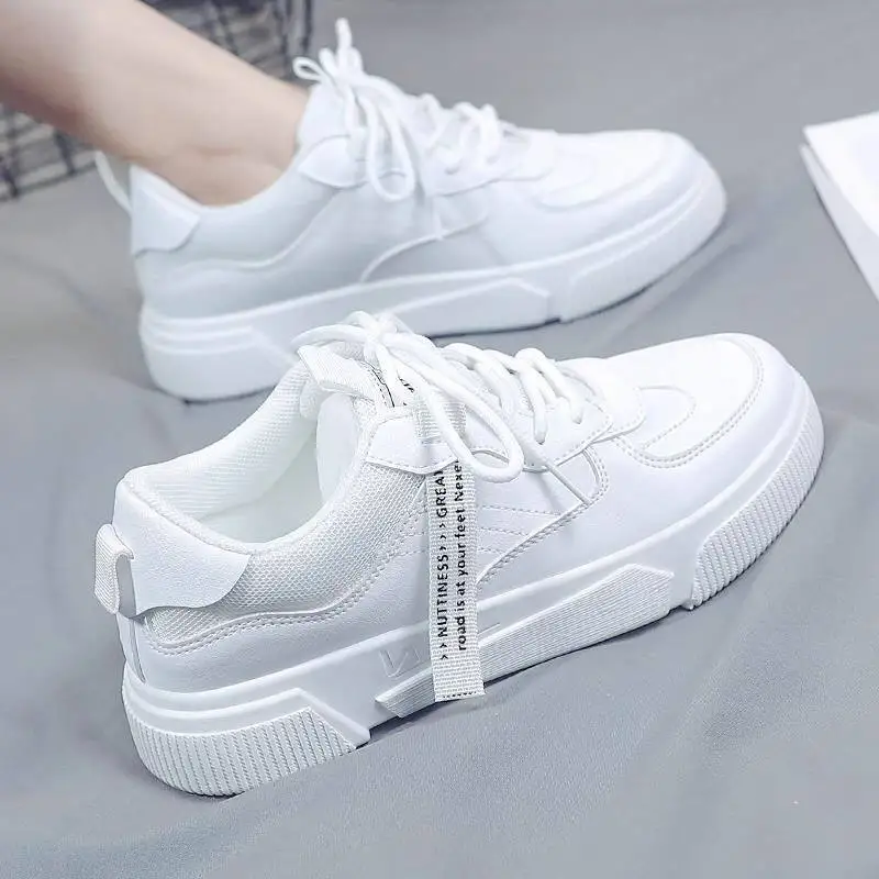 

Women Vulcanized Shoes Casual Solid Color PU Shoes 2021 New Fashion Women Shoes Women Casual White Shoes Sports Shoes Women
