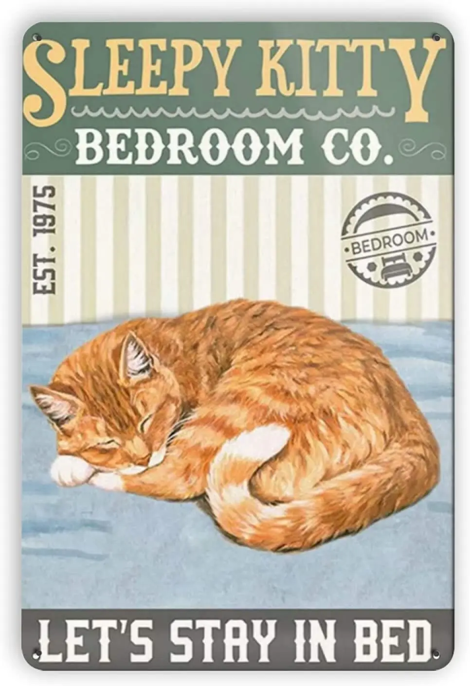 

Ovonetune Sleepy Kitty Vintage Metal Tin Signs Retro Wall Art Decor Posters Fun Home Farm Bathroom Bar Man Cave Bedroom Parlor