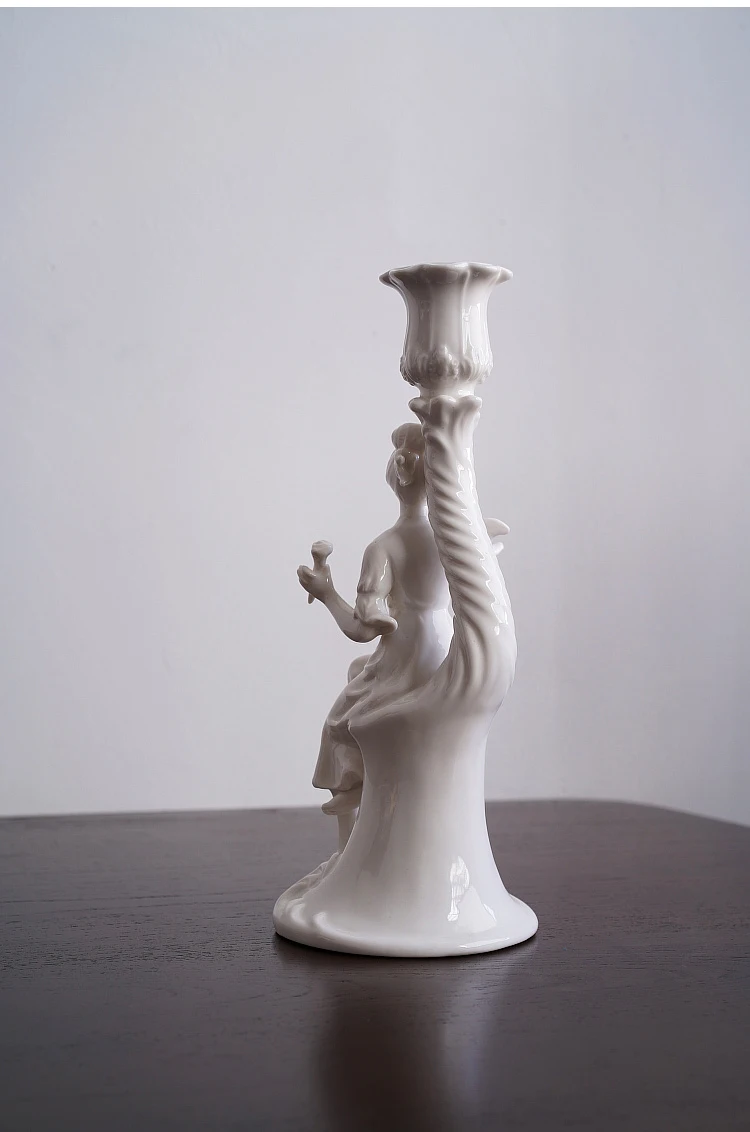 

Ceramic Candle Holder Pillar White Creative European Ornaments Romantic Tabletop Dinner Portavelas Home Decoration ED50ZT