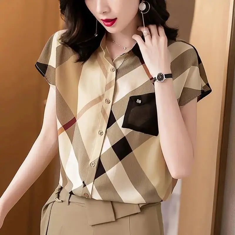 

Chiffon Shirt Ladies 2021 new summer fashion design feeling short sleeve top foreign style bottom shirt small top