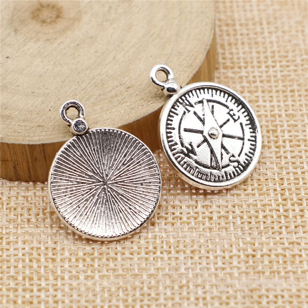 

3Pcs 20x27mm Antique Silver Color Compass Charms For DIY Jewelry Making DIY Handmade Jewelry