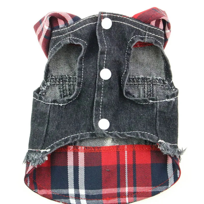 Dogs and Cats Jacket Denim Vest Hoodie Pet Jeans Plaid Hat Spring/Autumn Clothes Apparel | Дом и сад