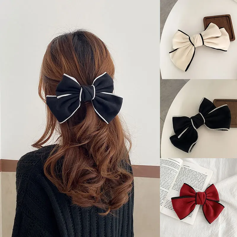 

Bowknot Hairpin Bow Hair Clip Spring Clip Top Clip Hair Accessories Cotton Woolen Barrettes Girls Headdress Large Hairgrips New