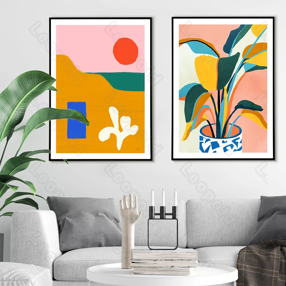 

Modern Style Mural Abstract Cartoon Island and Coast Frameless Poster Home Bedroom Fresco Living Room Decoration Canvas Painting