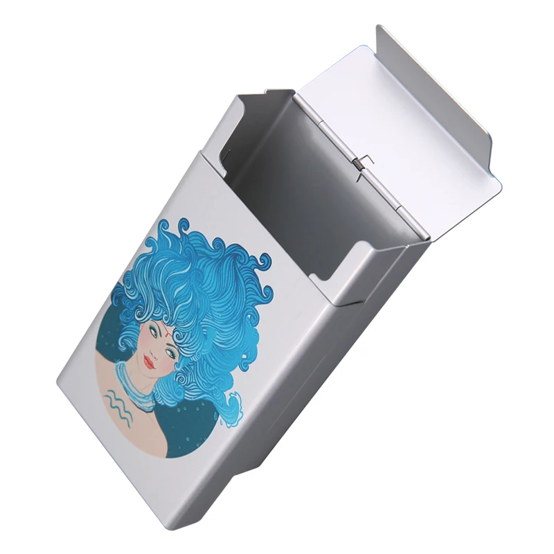 Металлический чехол для сигарет сползающий серебристый алюминиевый сплав