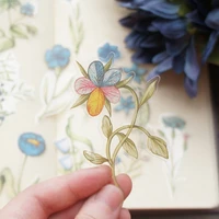 28pcs hand painted blue plant flower sticker scrapbooking diy gift packing label gift decor tag