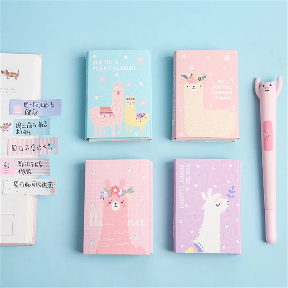 Милые Альпака складные блокноты Kawaii Липкие заметки мультфильм N наклейка часы