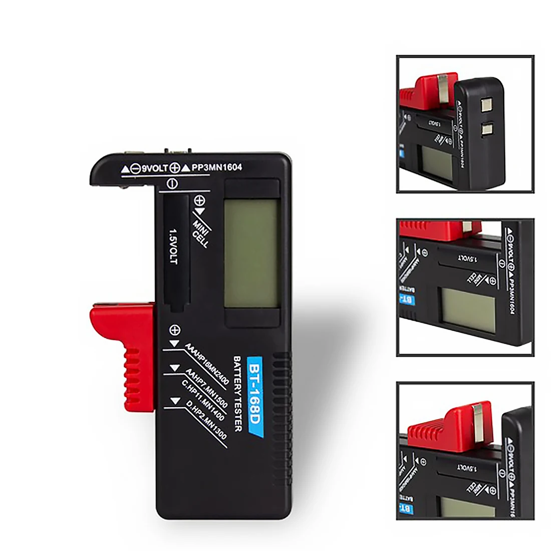 

BT-168 Universal Button Multiple Size Battery Tester For AA/AAA/C/D/9V/1.5V LCD Display Digital Battery Tester Volt Checker