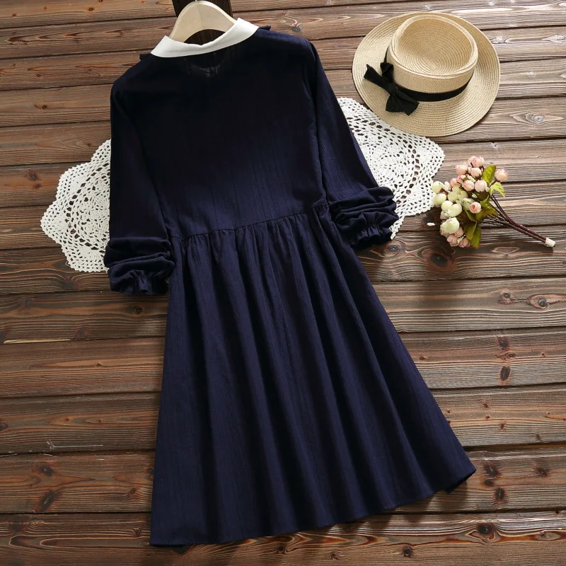 Элегантный дизайн весеннее женское Повседневное платье с отложным воротником