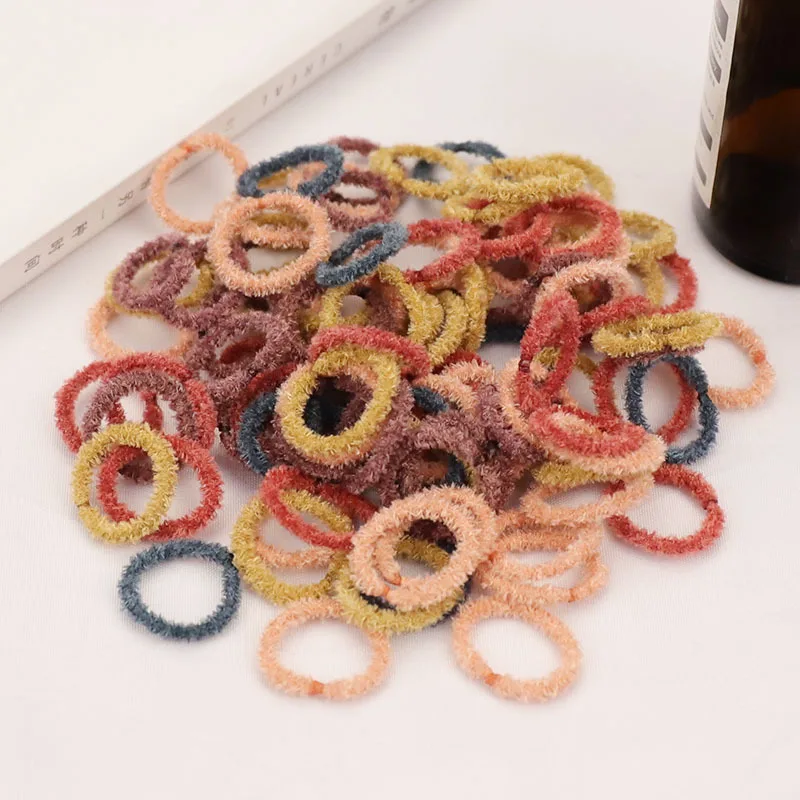 

100 Pcs/Pack 6 CM Children Plush Rubber Bands Hair Bands Simple Do Not Hurt Hair High Elastic Hair Rope Baby Hair Accessories