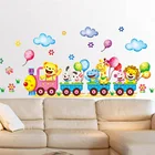 Милые декоративные наклейки на стену в виде мультяшных животных, поезда, детской комнаты, детского сада, ПВХ Фоновые наклейки на стену