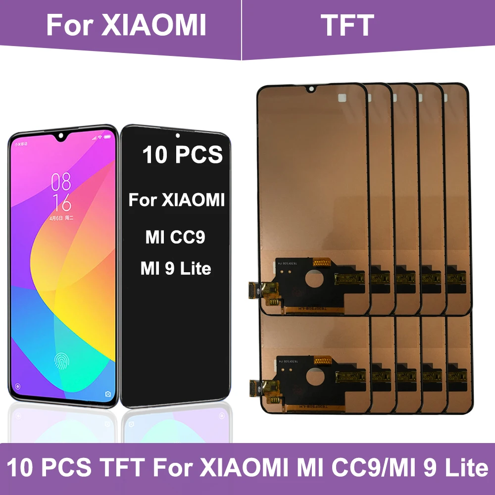 

ЖК-дисплей Mi CC9 для Xiaomi CC9 10 шт., дисплей с сенсорным экраном и дигитайзером в сборе, детали для Xiaomi Mi 9 lite M1904F3BG LCD