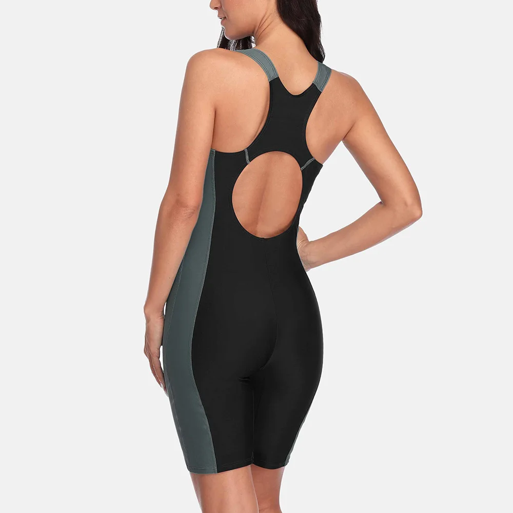 Attraco Women‘s One Piece Sports Swimwear Pro Swimsuit Boyleg Beach Wear Colorblock Racerback Bathing Suits Bikini | Спорт и