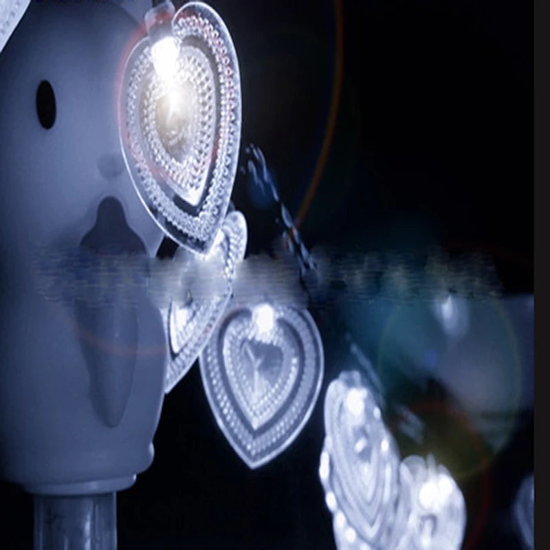 Гирлянда на солнечной батарее 20 светодиодов в форме сердца Декоративная