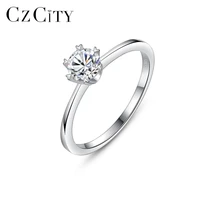 czcity 0 5ct moissanite diamond ring for women wedding engagement ring with small heart 925 sterling silver fine jewelry msr 020