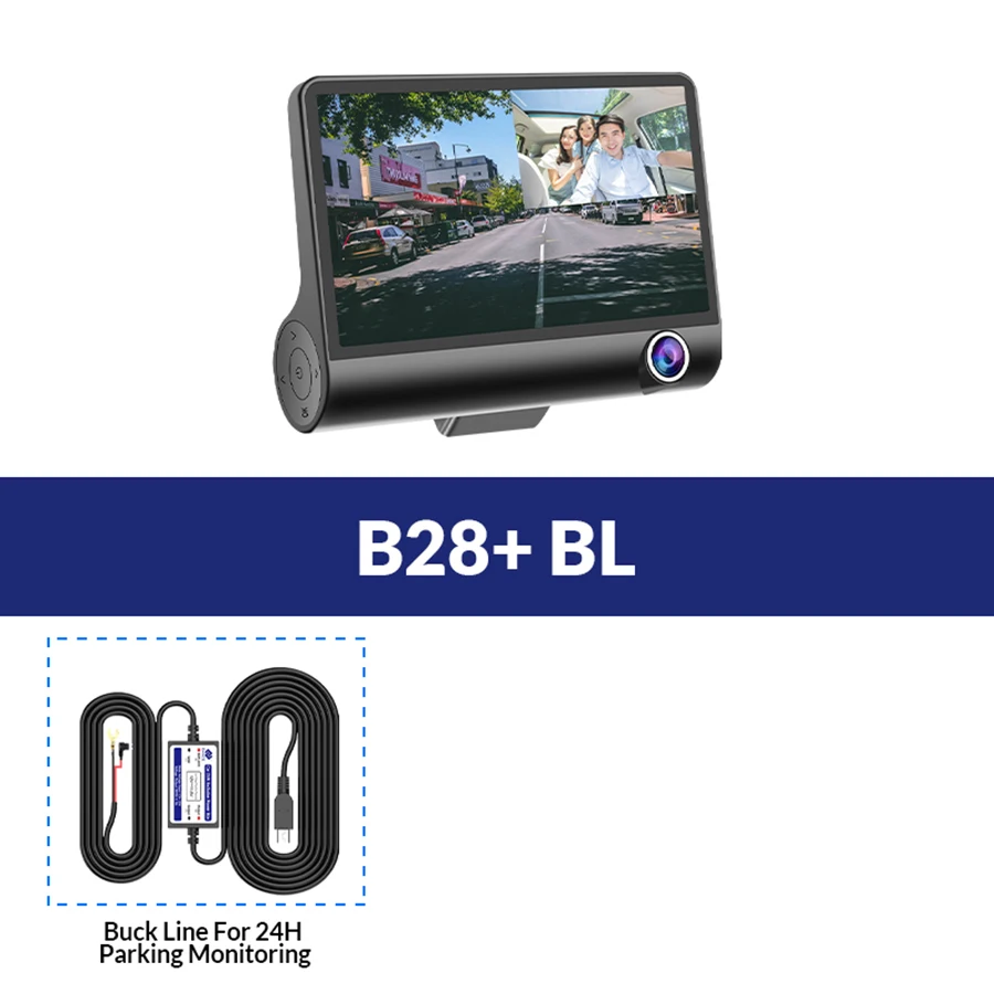 B28-BL E-ACE Автомобильный видеорегистратор 3 камеры s объектив 4,0 дюймов видеорегистратор двойной объектив с камерой заднего вида видеорегистратор авто регистратор Dvrs видеорегистратор - Название цвета: B28-BL