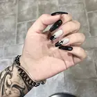 Накладные ногти, черныебелые, 24 шт., в стиле Хэллоуина