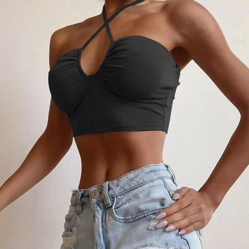 

Fashion Summer Women Tank Top Ladies Sexy Ladies Crop Cami Vest Top Bralet Camisole Plain Mini Tank Strappy Sleeveless
