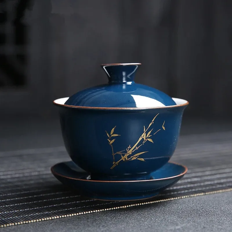 

190 мл ручной работы Dehua керамический гайвань Чай чашки Чай супница чаша китайский роскошный чехол-портмоне в ретро-стиле дома Чай набор аксе...