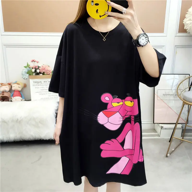 

Oversize Women Cartoon Nightgown Sleepshirt Sexy Print Cotton Home Nighty Dress Sweet Lingerie Sleepwear Plus Size 4XL Nightwear