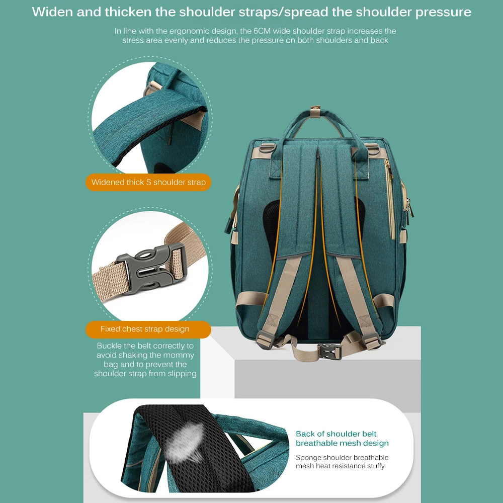 

Baby Diaper Bag Bed Backpack For Mom Maternity Bag For Stroller Nappy Bag Large Capacity Nursing Bag for Baby Care Upgrade Hooks