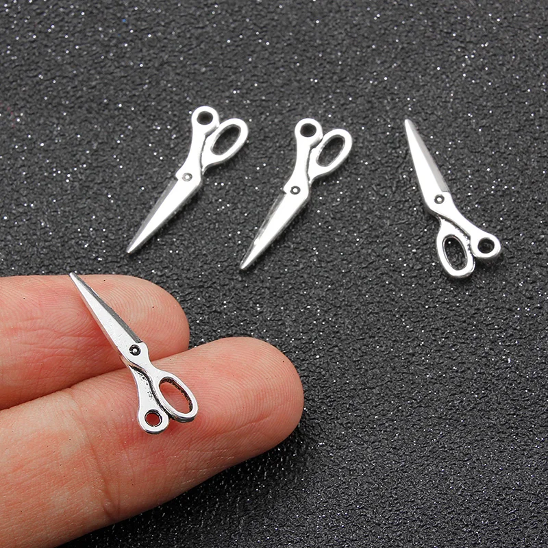 20 шт. подвески закрывающие ножницы 23x8 мм тибетские посеребренные Подвески