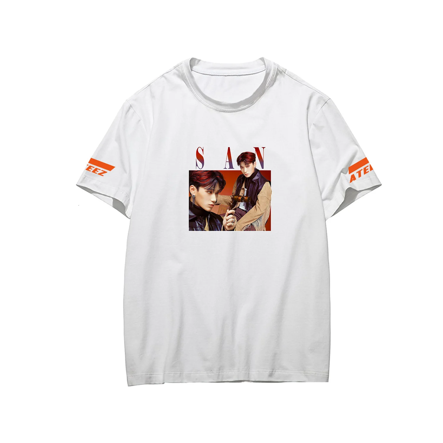 ATEEZ футболка Для женщин футболка Femme одежда товар стиль 4xl одежда короткий рукав Для женщин тройник - Цвет: white-san
