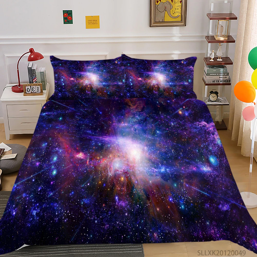 

3D Galaxy Duvet Cover Set Space Star Print Bedding Set King Queen Full Double Size 2/3 Pcs Bedroom Decoration Dropship
