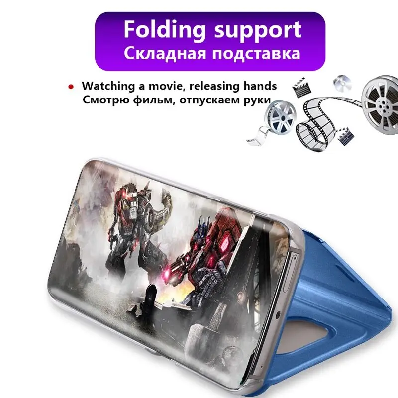 Mirror Smart Case For Xiaomi Redmi 9A 9C MI 10T Lite Cover View PU Leather Kickstand Flip Case For Xiaomi Redmi Note 9 Pro MAX