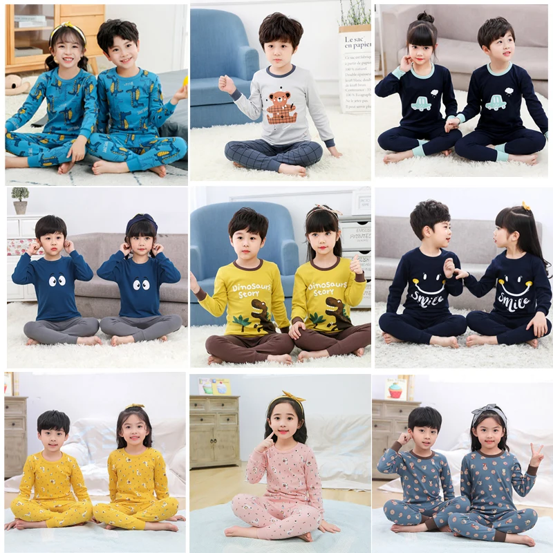 

Children's home clothing autumn and winter 2020 new children's autumn clothes and trousers cartoon round neck Underwear Set