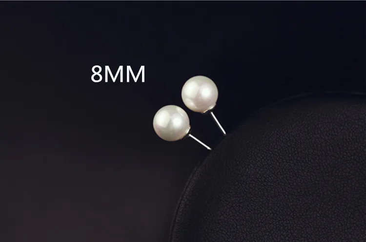 Diameter 8 mm Серебро 925 ювелирных изделий из серебра Серьги с жемчугом для Для женщин Серебряные серьги со шпилькой популярные вечерние Обручение свадебные серьги, ювелирные изделия - Цвет камня: Diameter 8 mm
