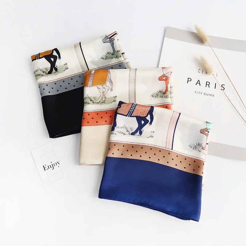 70*70 см модные Тонкий шелковый шарф для женщин с принтом гусиных лапок квадратный