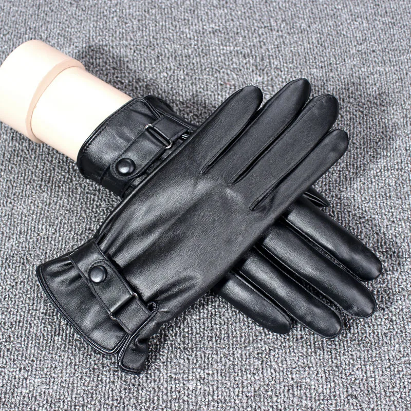 Новые кожаные перчатки для мужчин зимние плюс бархат утолщение вождения