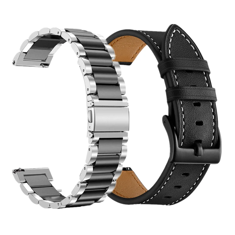 Ремешок из нержавеющей стали и кожи для наручных часов Samsung Galaxy Watch active 2 44 мм 40 42 Gear
