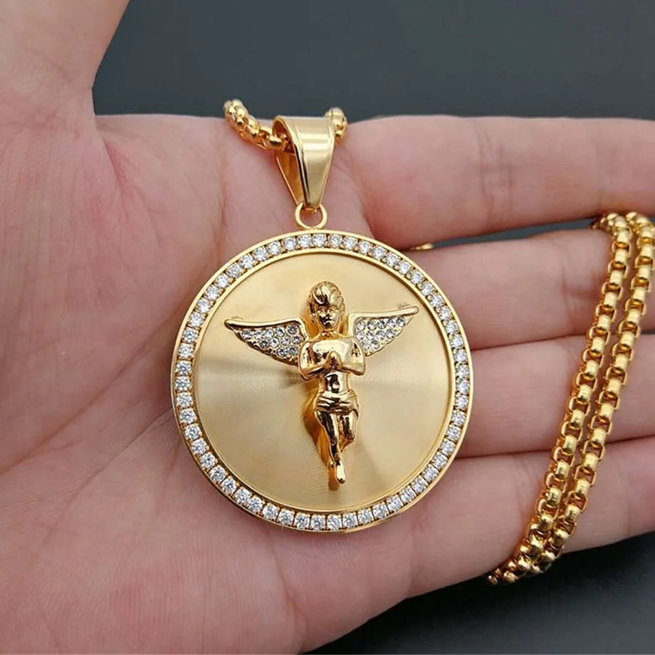 

European and American Fashion Little Angel Pendant Necklace New Creative Lucky Amulet Men's Necklace Ladies Necklace