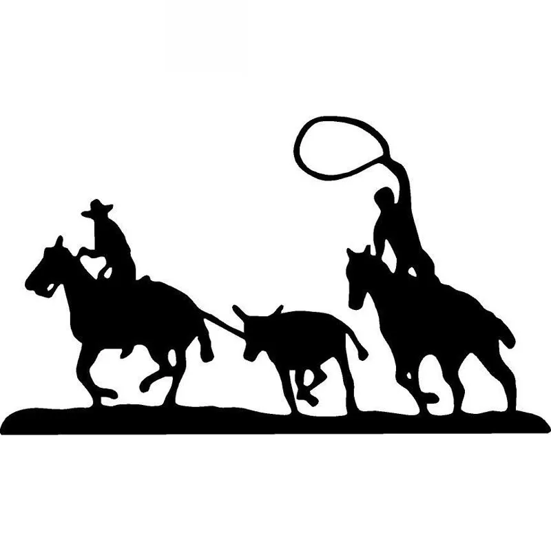 

Car Stickers Team Calf Rope Cowboy Horse Mustang Lasso Cowboy Fun PVC Car Decoration Accessories Decals Black/white,19cm*11cm